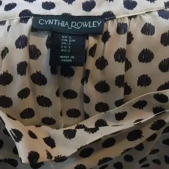 Cynthia Rowley Top with Black Polka Dots Size S - Picture 6 of 8